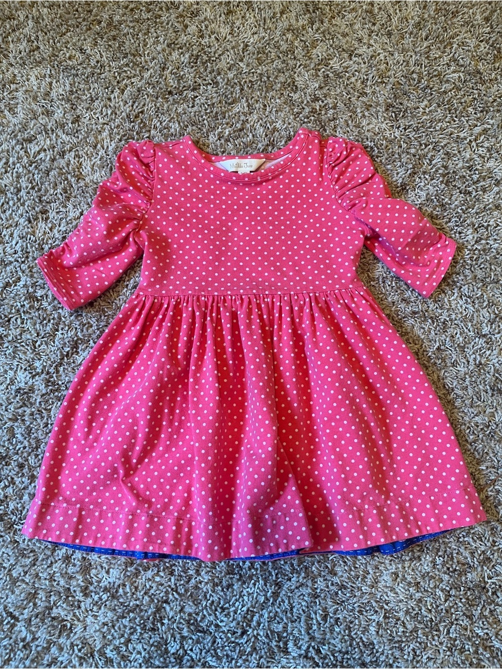 Matilda Jane Hot Pink Polka Dot Puff Sleeve Dress